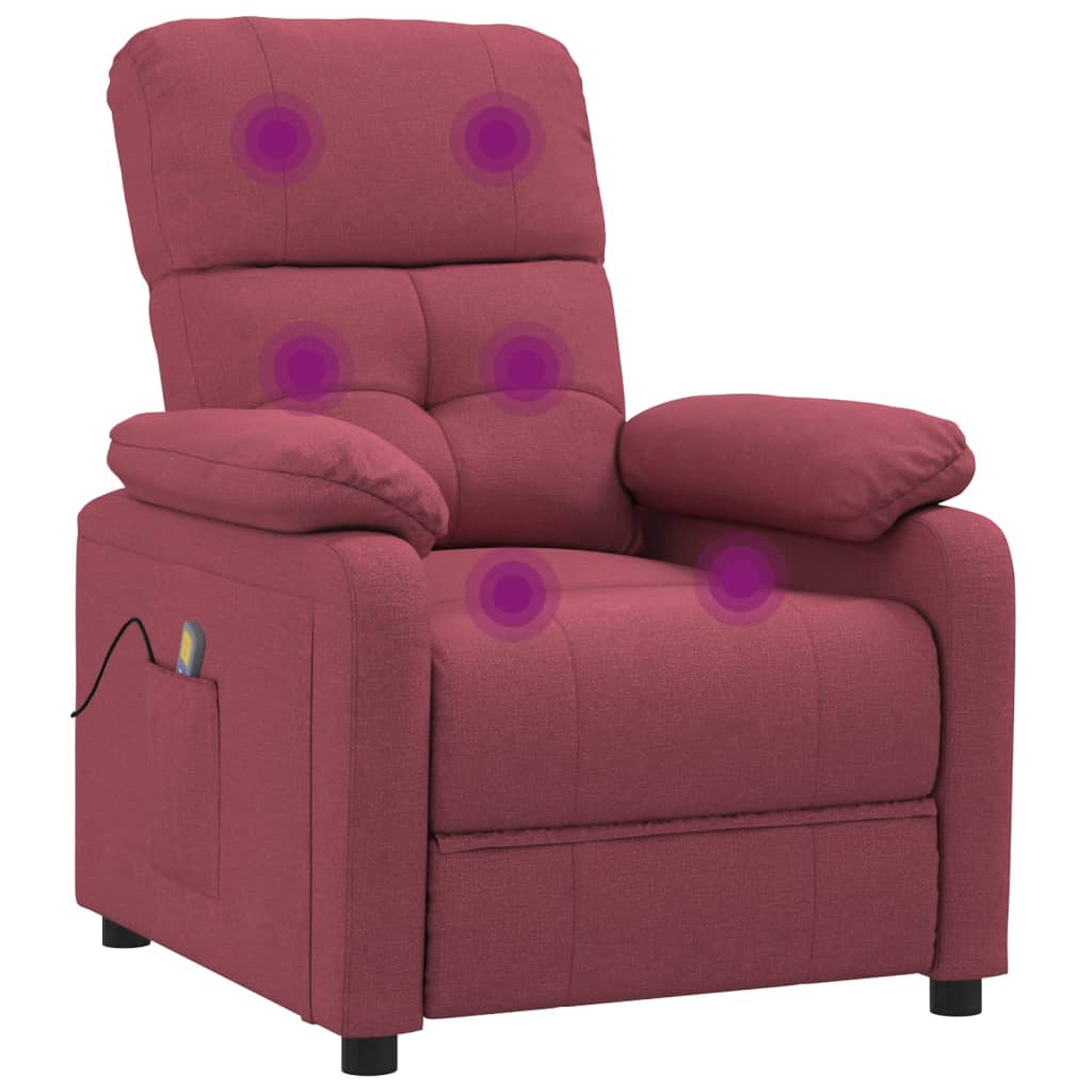 Fauteuil de massage tissu rouge vin