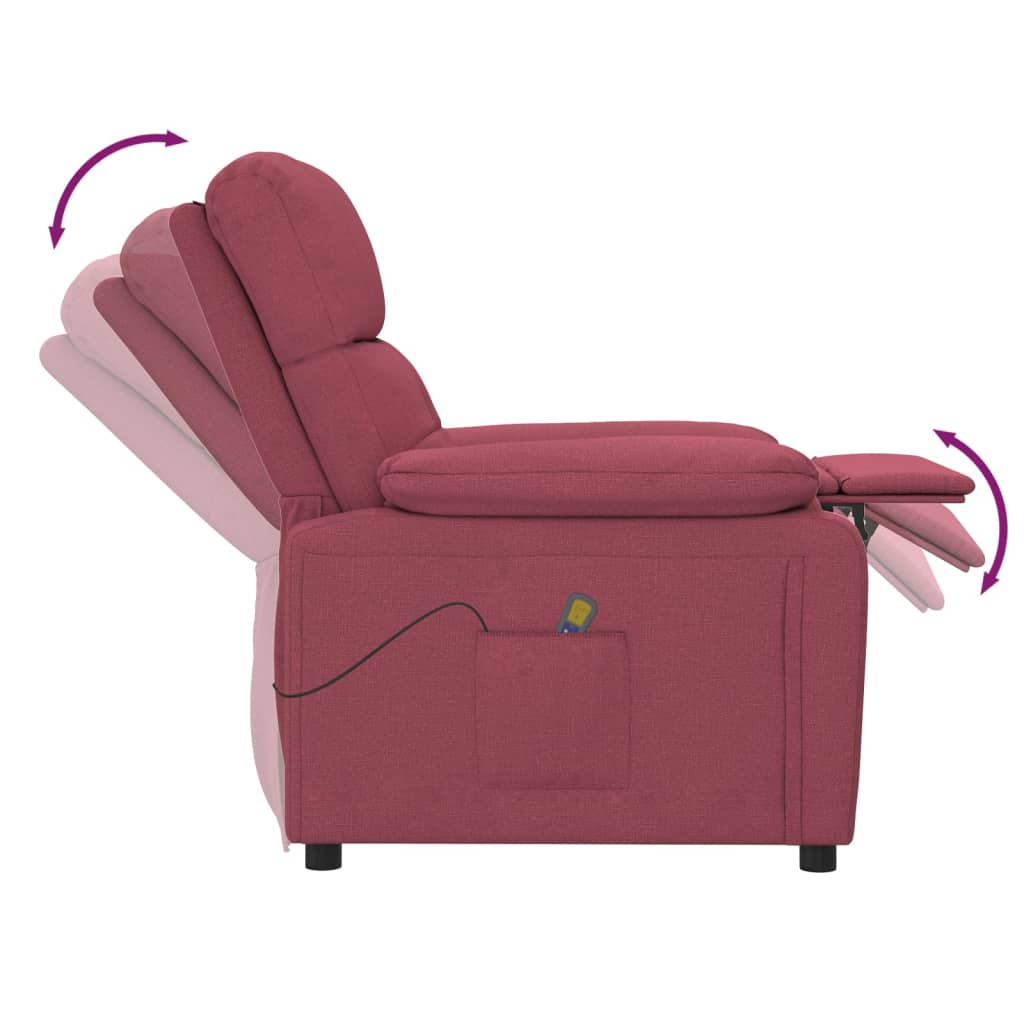 Fauteuil de massage tissu rouge vin