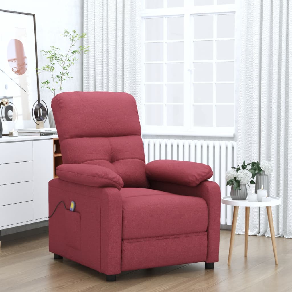 Fauteuil de massage tissu rouge vin