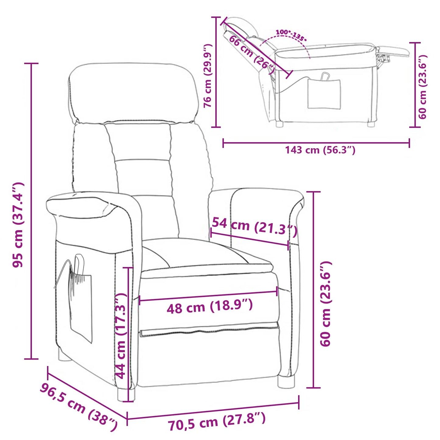 Massagesessel Hellgrau 96,5 x 70,5 x 95 cm Mikrofaser