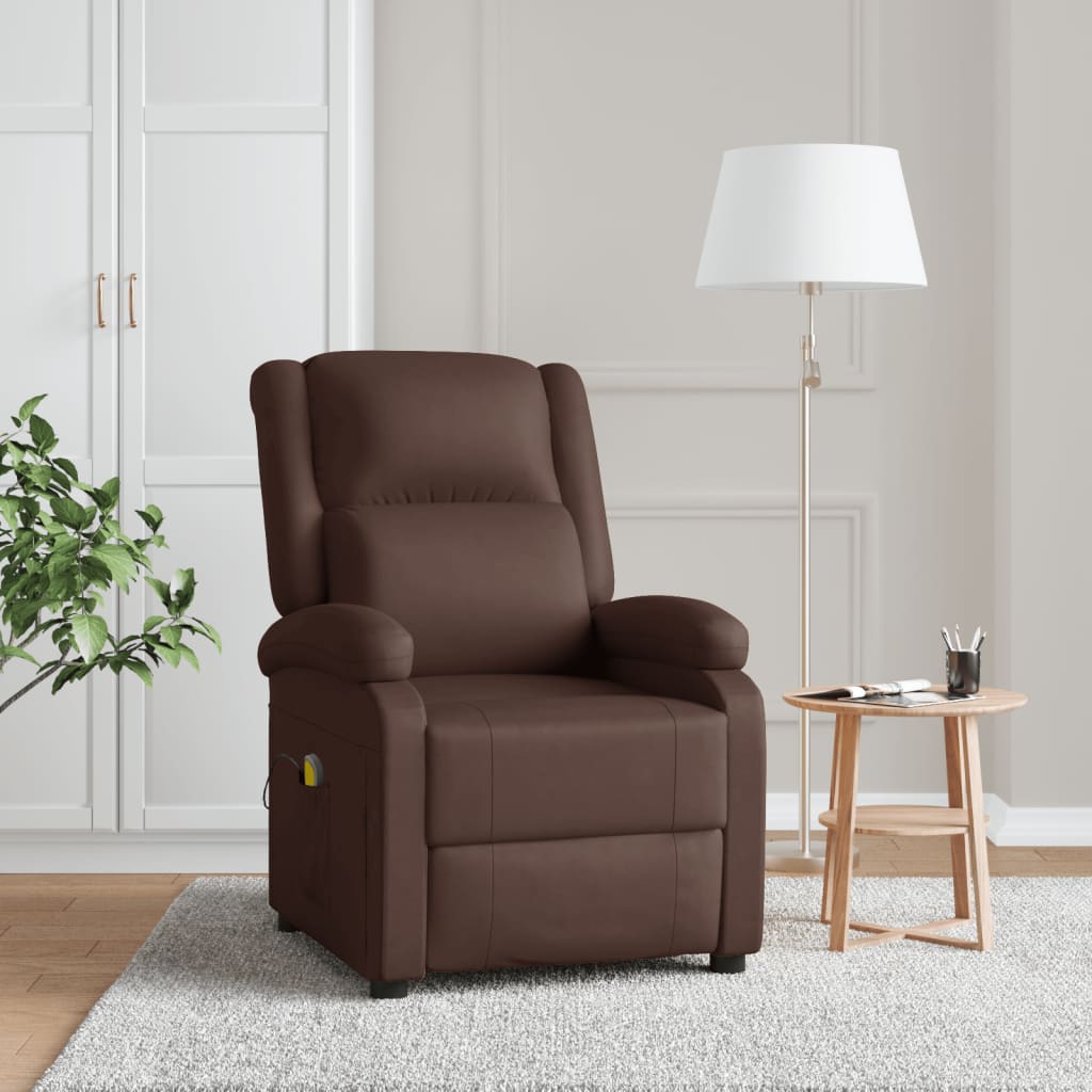 Fauteuil de massage simili cuir marron