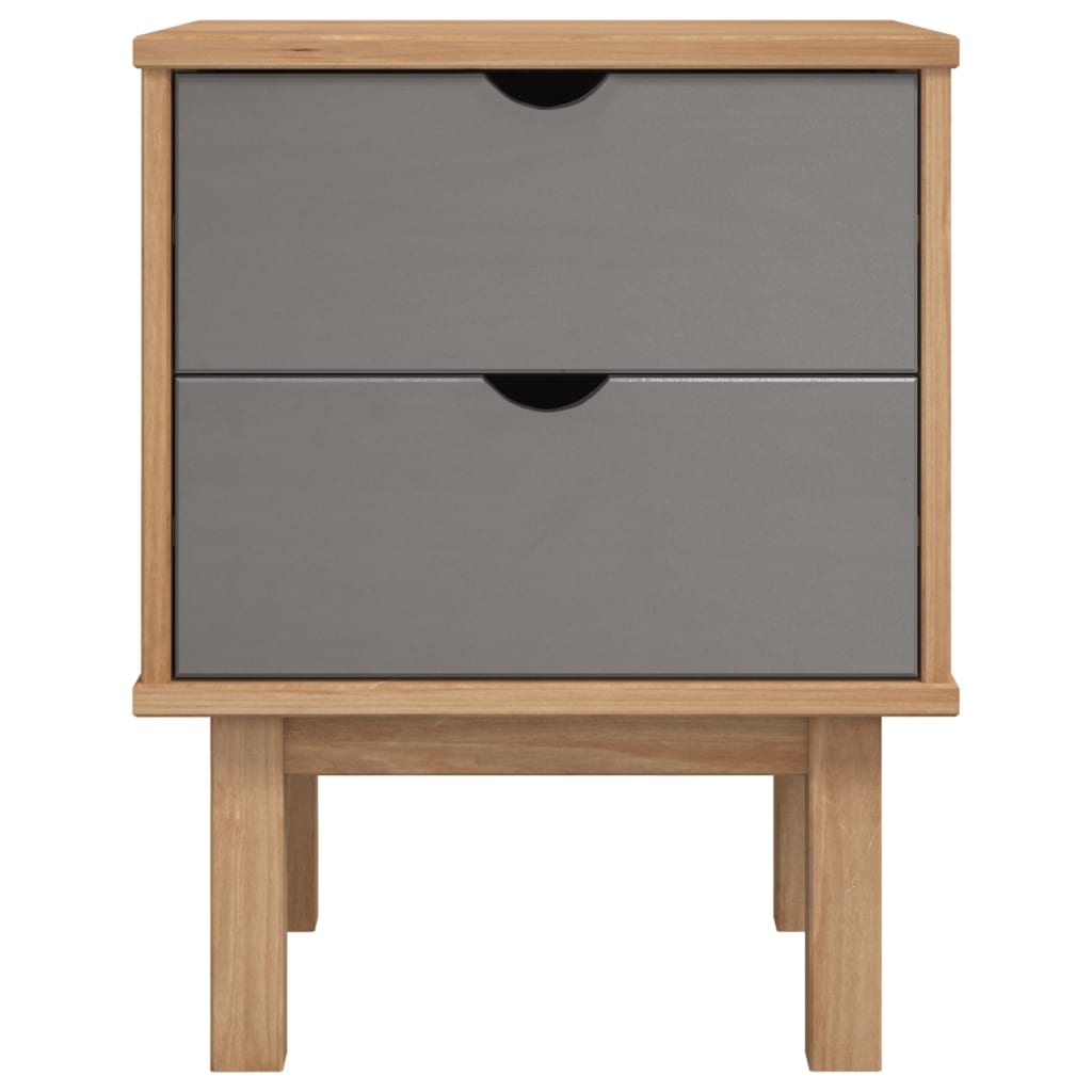 Bedside table OTTA brown&grey 45x39x57 cm solid pine wood