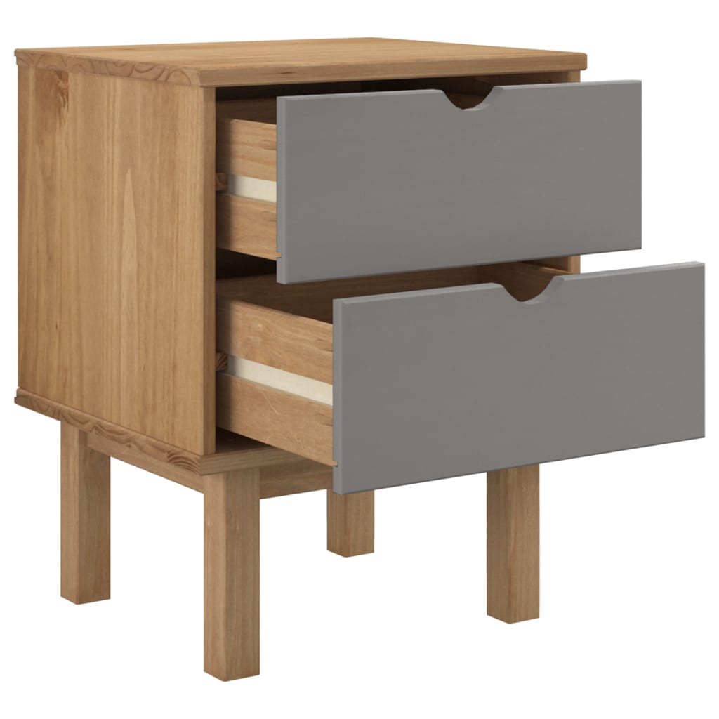 Bedside table OTTA brown&grey 45x39x57 cm solid pine wood