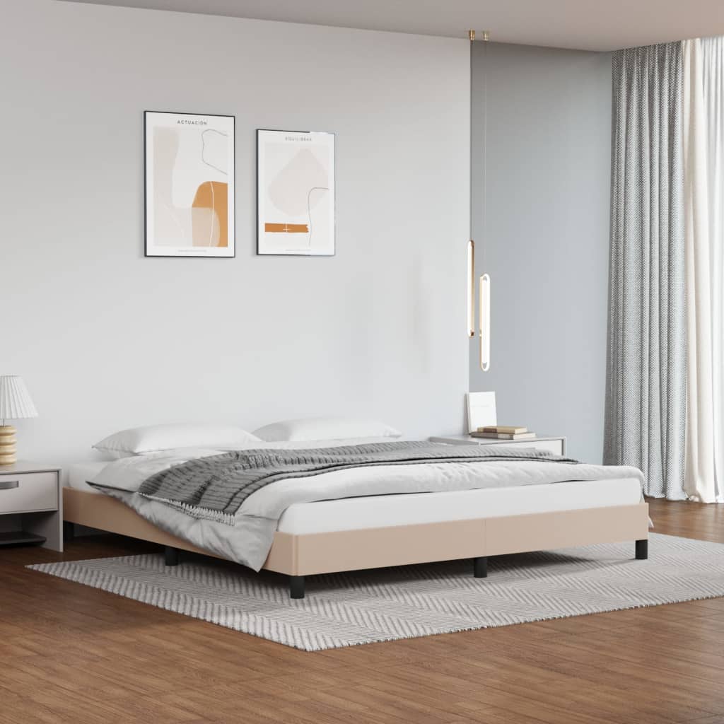 Bed frame cappuccino brown 160x200 cm artificial leather