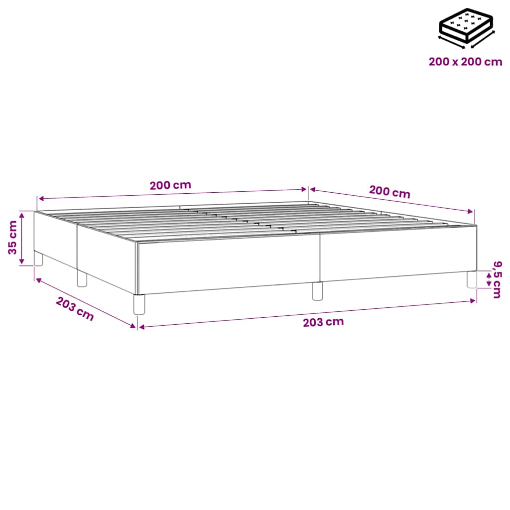 Bettgestell ohne Matratze Hellgrau 200x200 cm Samt