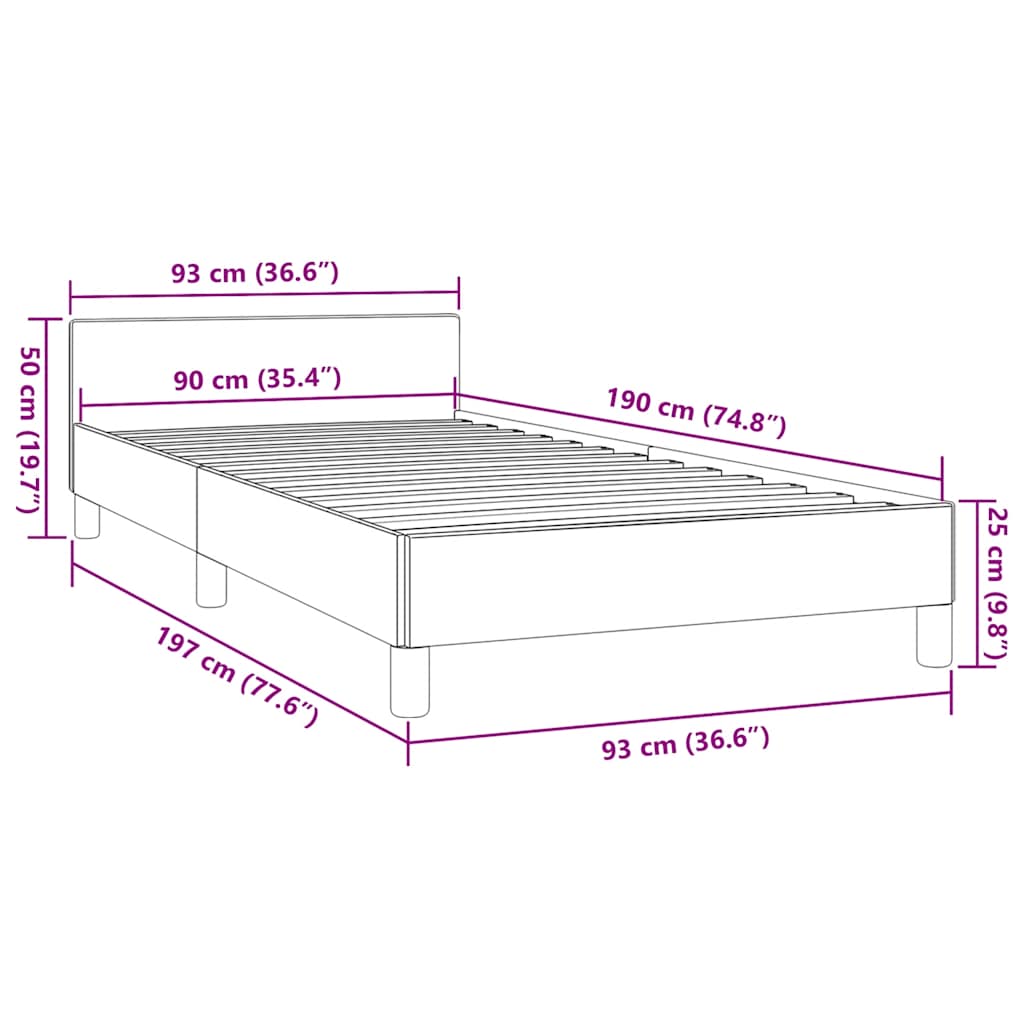 Bed frame with headboard without mattress Cappuccino 90x190 cm