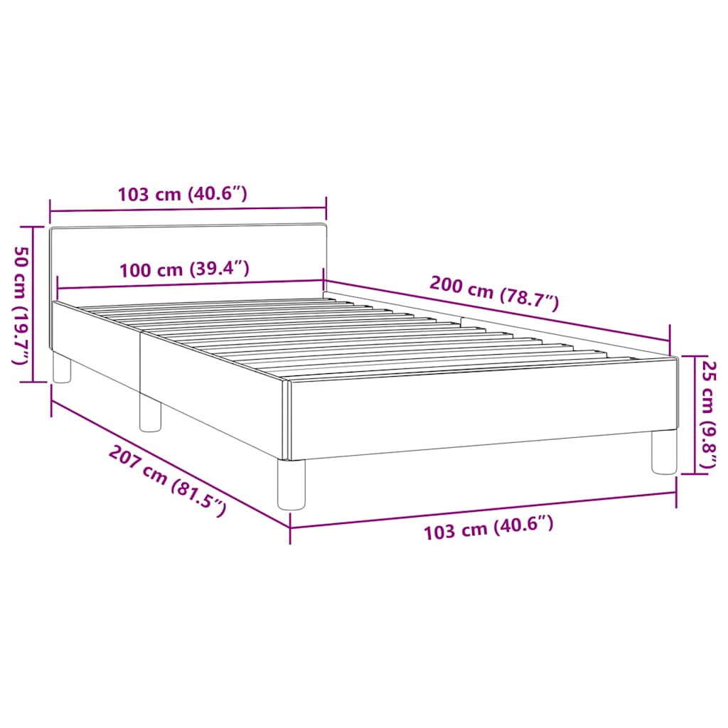 Bed frame with headboard without mattress Cappuccino 100x200 cm