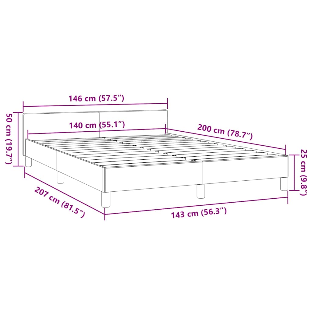 Bed frame with headboard without mattress Cappuccino 140x200 cm