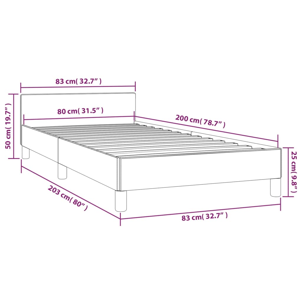 Bed frame with headboard without mattress pink 80x200 cm velvet