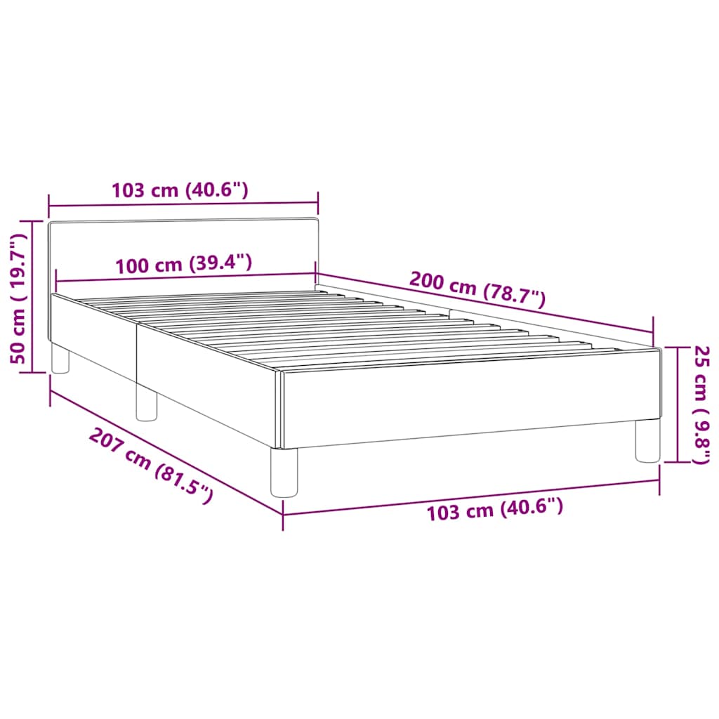 Bettgestell mit Kopfteil ohne Matratze Rosa 100x200 cm Samt