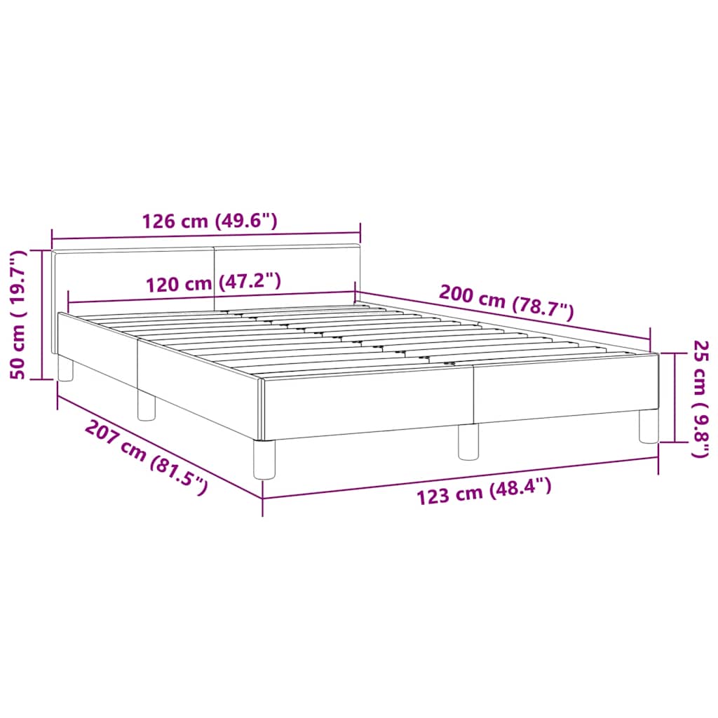 Bed frame with headboard without mattress pink 120x200 cm velvet