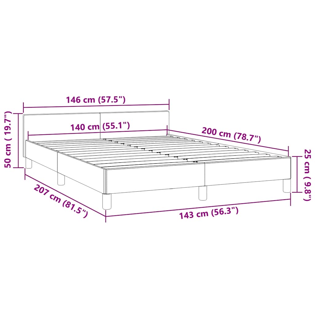 Bed frame with headboard without mattress pink 140x200 cm velvet