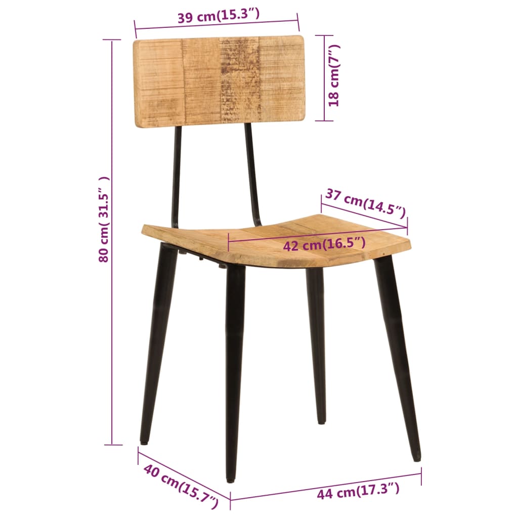 Dining room chairs 2 pcs. 44x40x80 cm solid mango wood