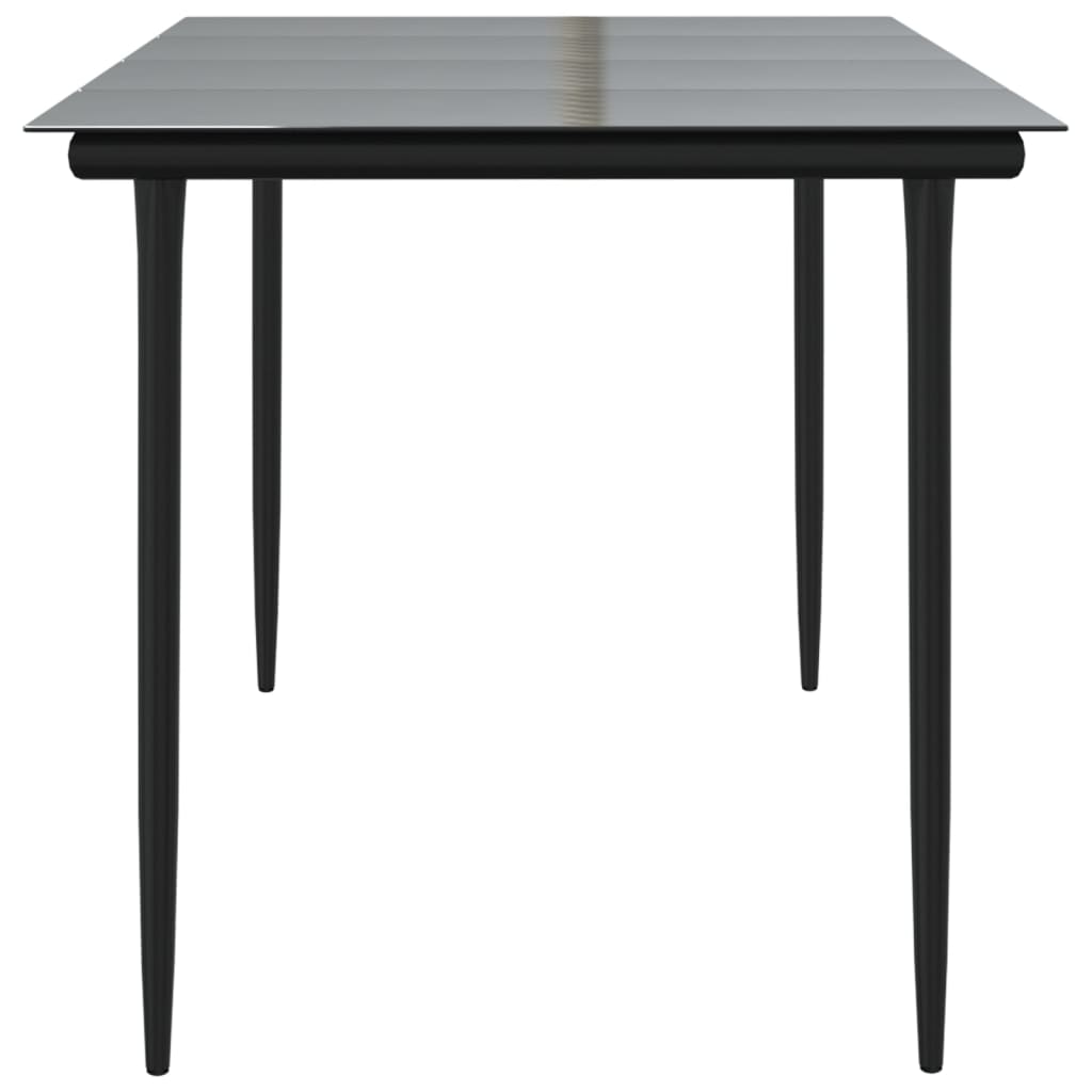 Garden dining table black 160x80x74 cm steel and tempered glass