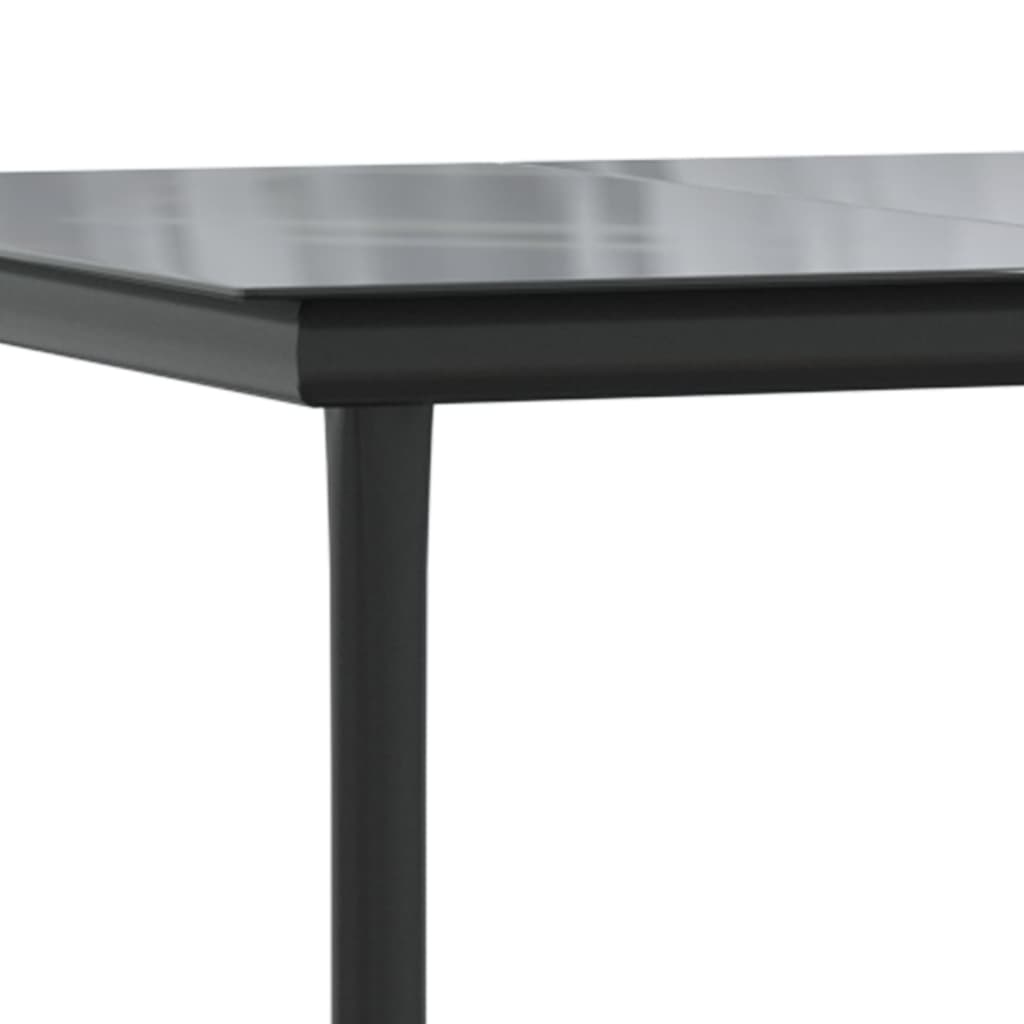 Garden dining table black 160x80x74 cm steel and tempered glass