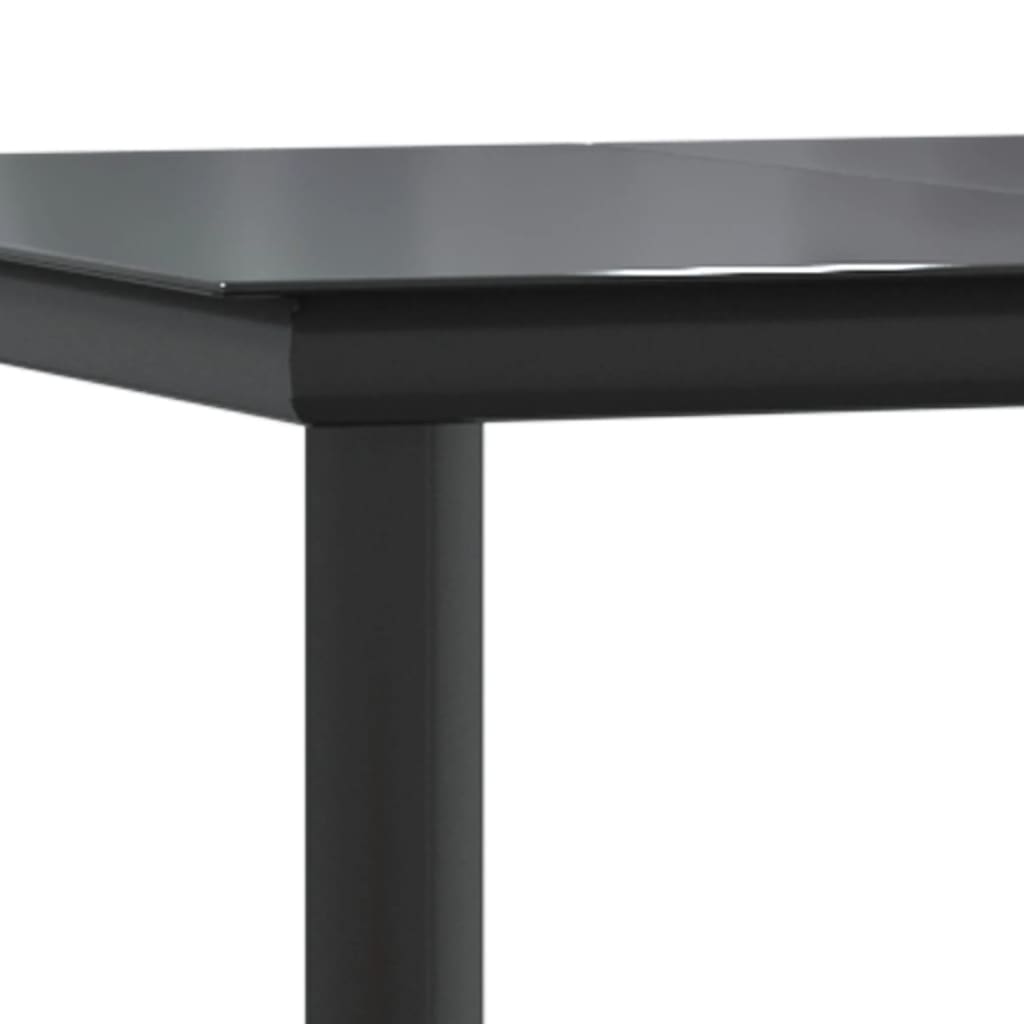 Garden dining table black 160x80x74 cm steel and tempered glass