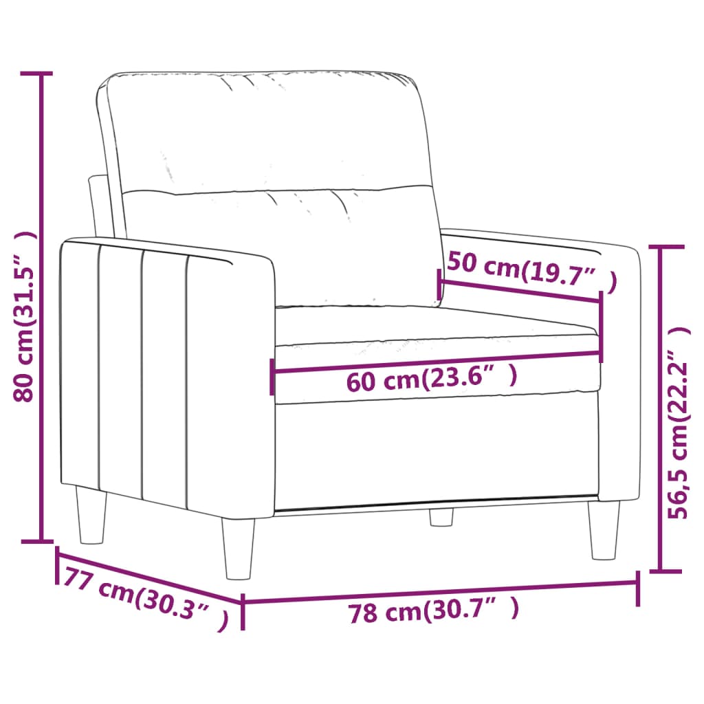Sofasessel Dunkelgrau 60 cm Stoff
