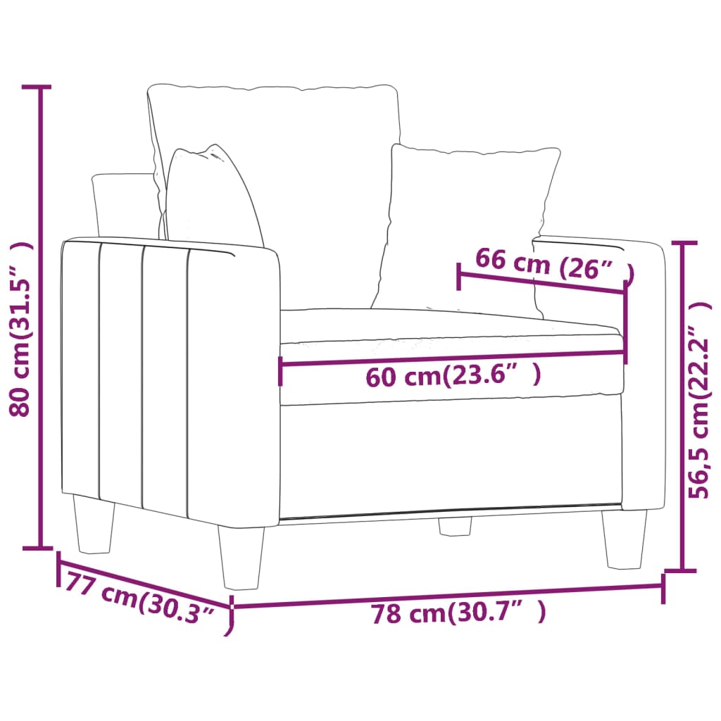 Sofasessel Dunkelgrau 60 cm Stoff