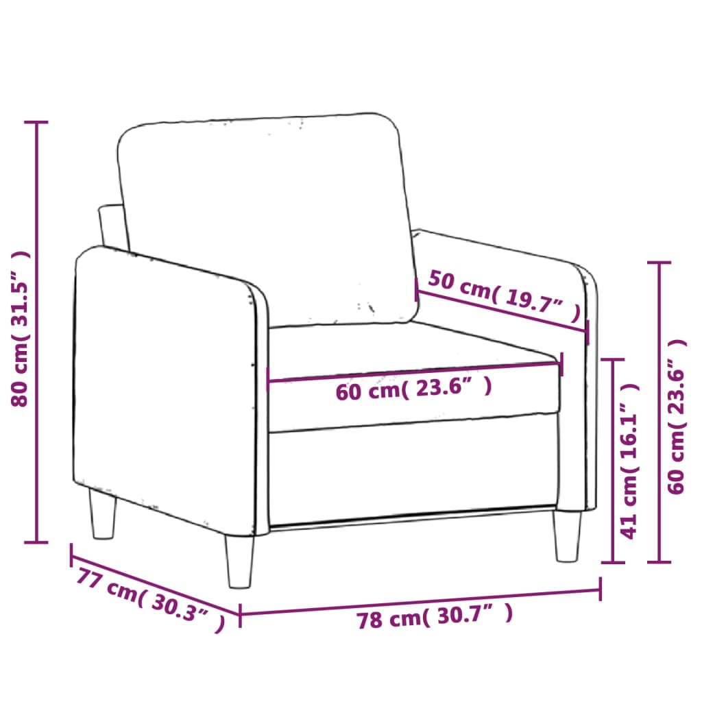 Sofasessel Dunkelgrau 60 cm Stoff