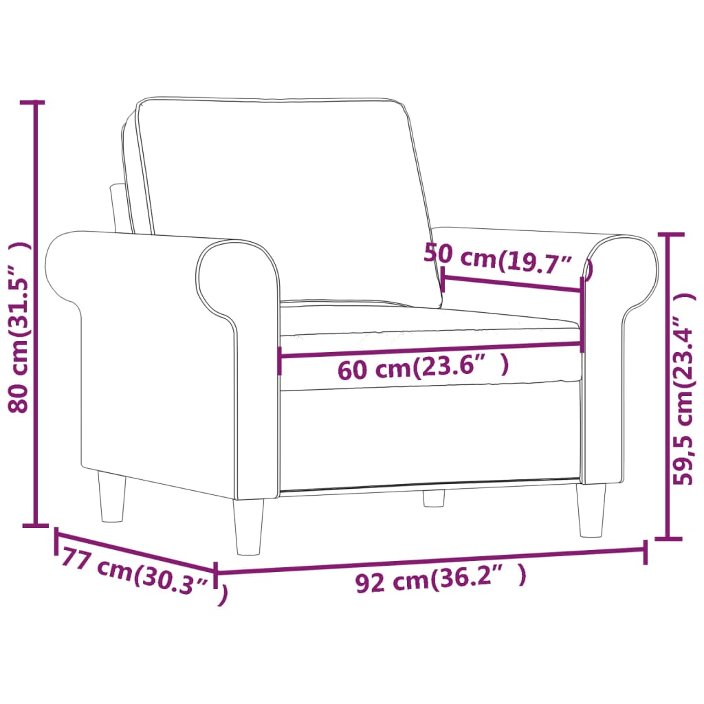 Sofasessel Dunkelgrau 60 cm Stoff