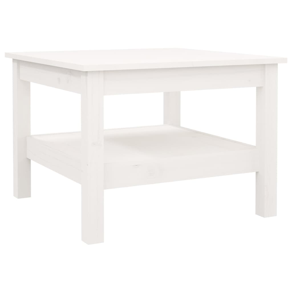 Table basse blanche 55x55x40 cm en bois de pin massif