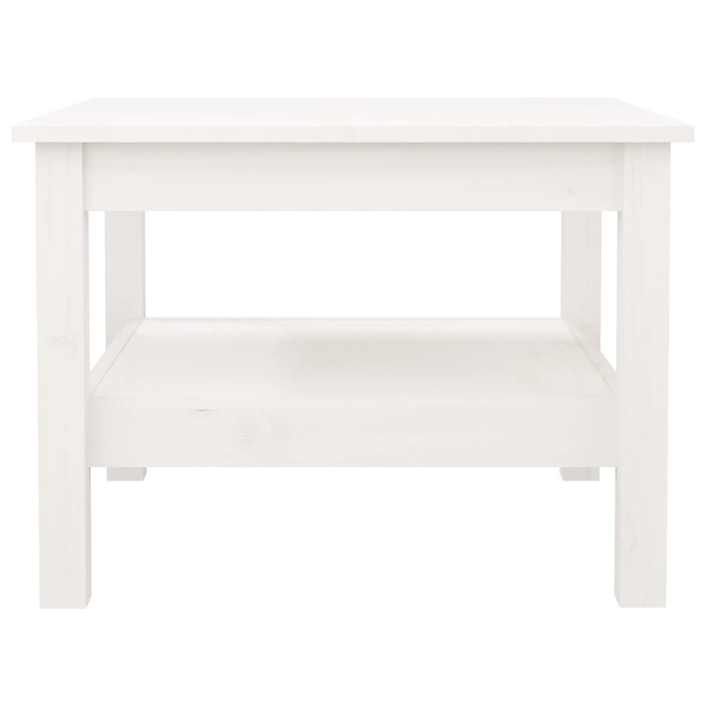 Table basse blanche 55x55x40 cm en bois de pin massif