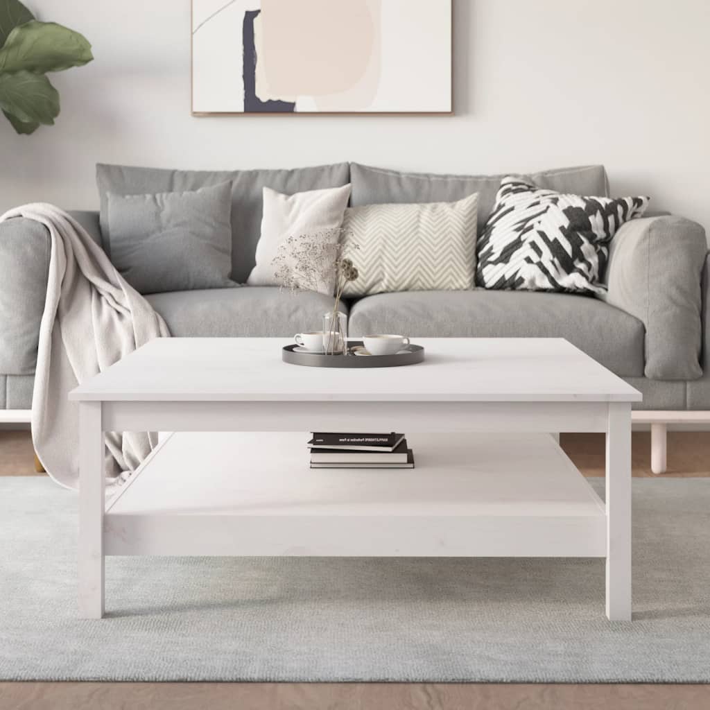 Coffee Table White 100x100x40 cm Solid Pine