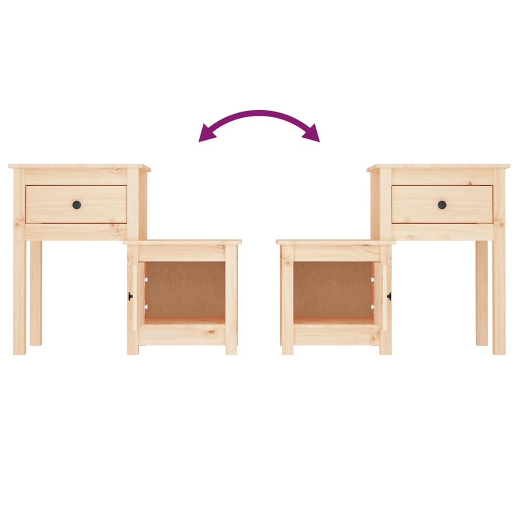 Bedside tables 2 pcs. 79.5x38x65.5 cm solid pine wood
