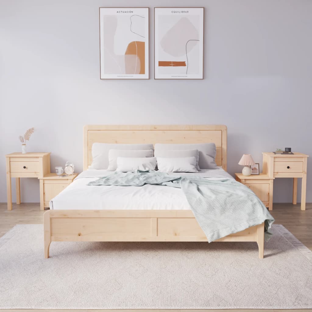 Bedside tables 2 pcs. 79.5x38x65.5 cm solid pine wood