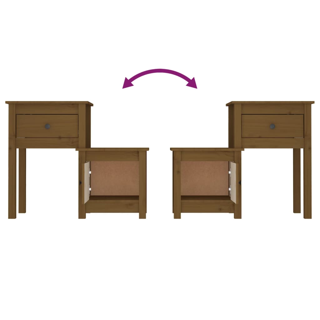 Bedside table honey brown 79.5x38x65.5 cm solid pine wood