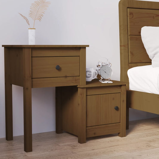 Bedside table honey brown 79.5x38x65.5 cm solid pine wood