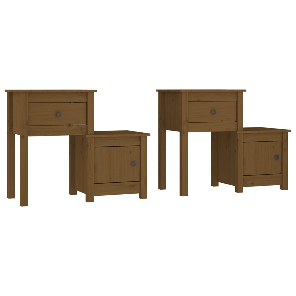 Tables de chevet 2 pcs. marron miel 79,5x38x65,5cm bois de pin massif