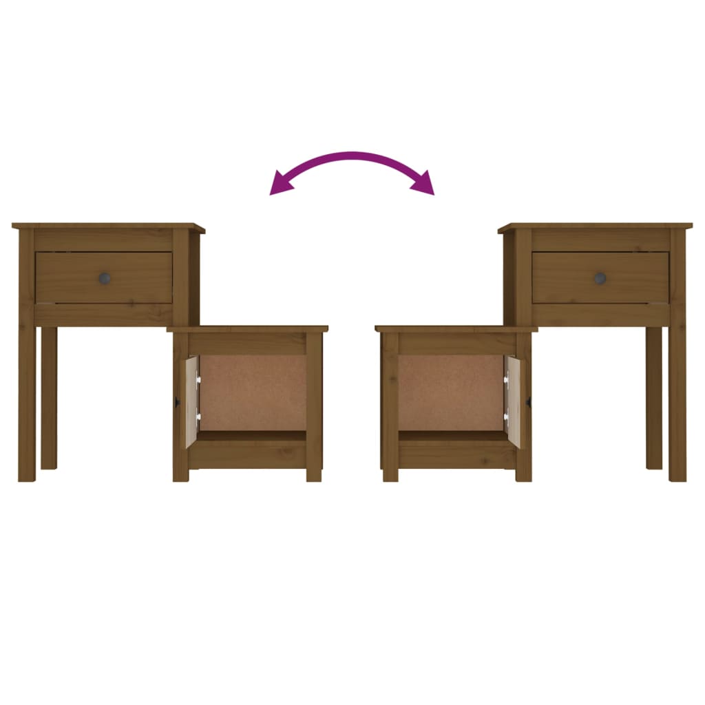 Tables de chevet 2 pcs. marron miel 79,5x38x65,5cm bois de pin massif