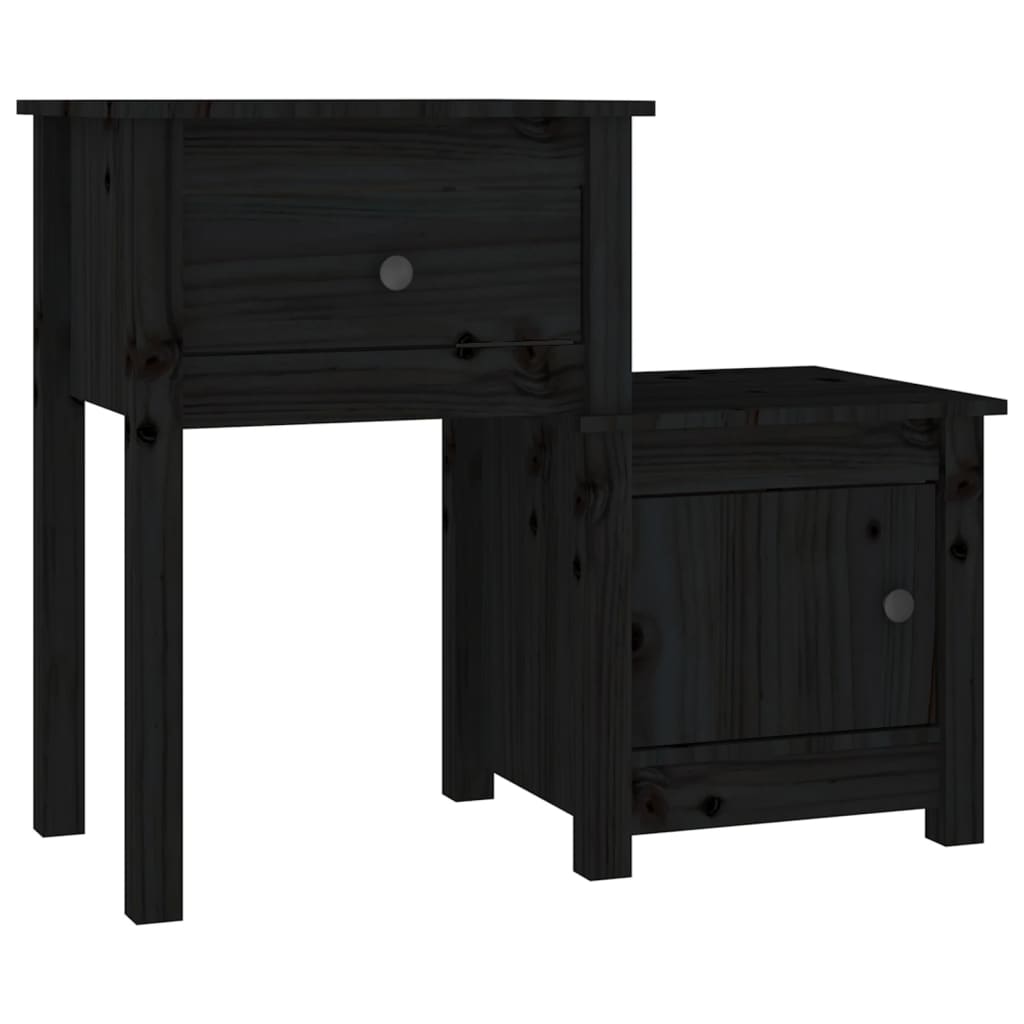 Tables de chevet 2 pcs Noir 79,5x38x65,5 cm bois de pin massif