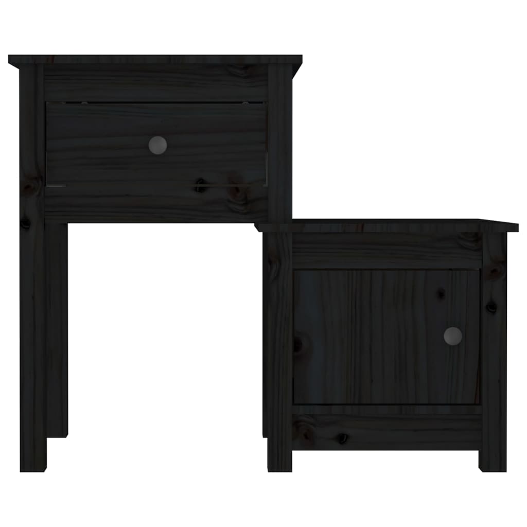 Tables de chevet 2 pcs Noir 79,5x38x65,5 cm bois de pin massif