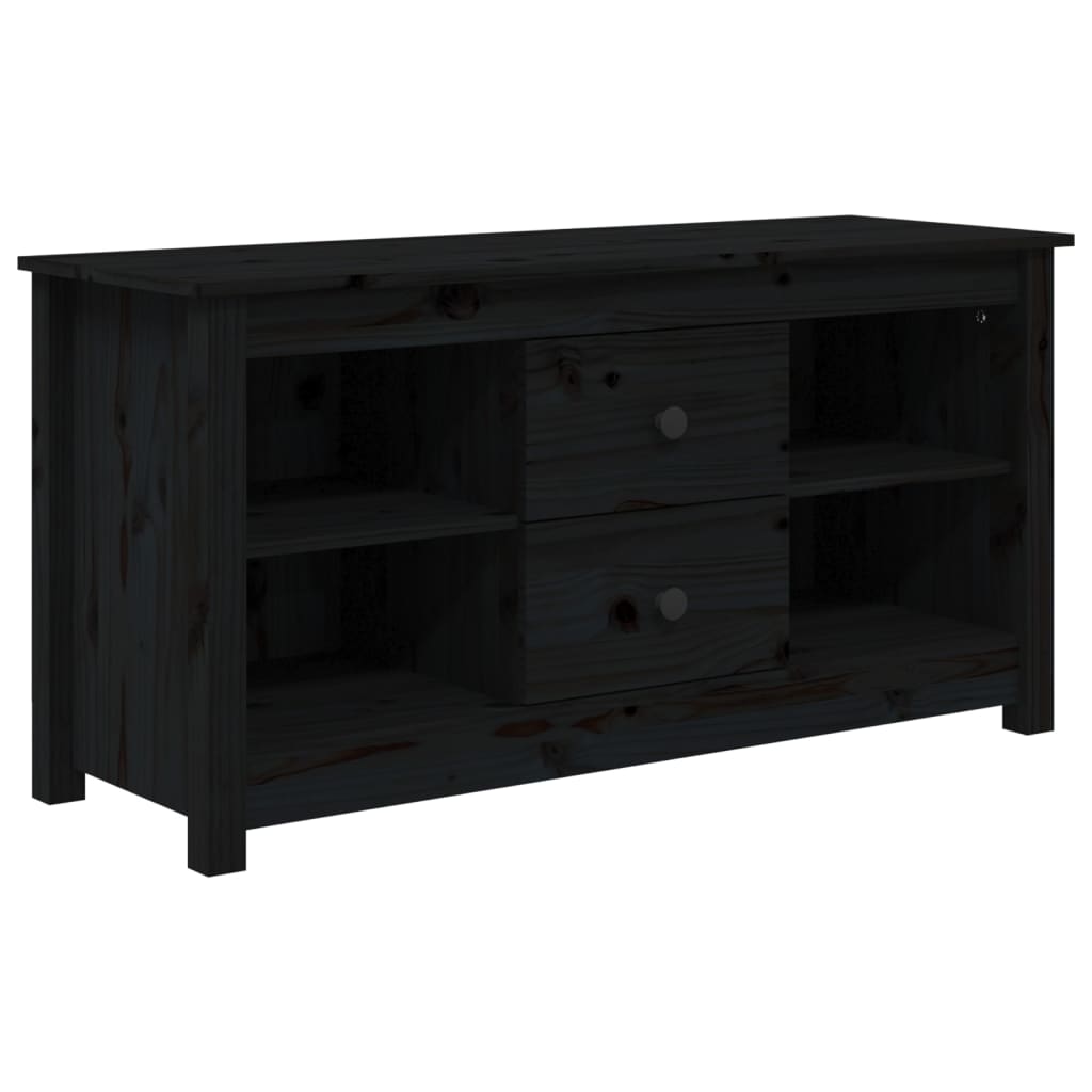 Meuble TV noir 103x36,5x52 cm en bois de pin massif