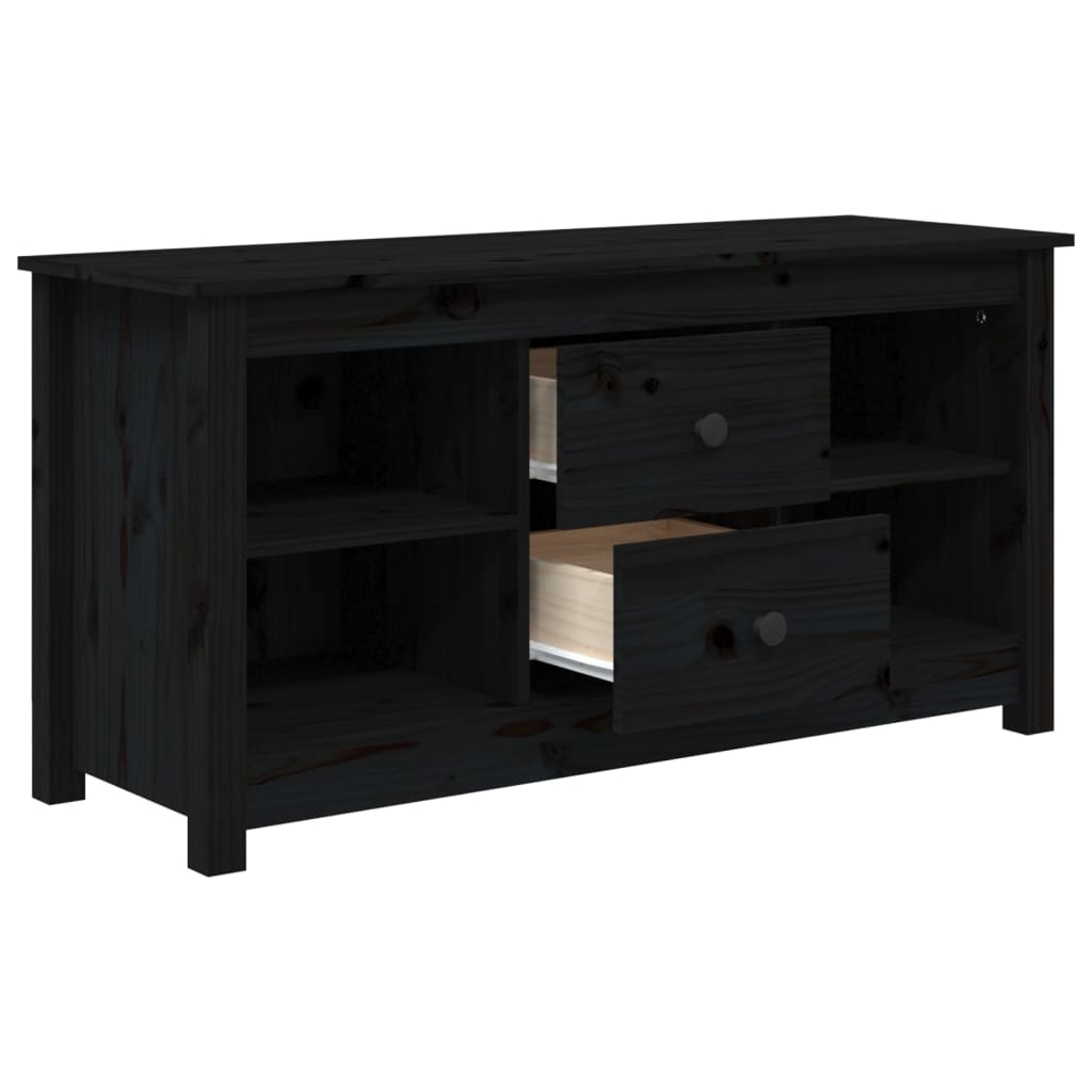 Meuble TV noir 103x36,5x52 cm en bois de pin massif