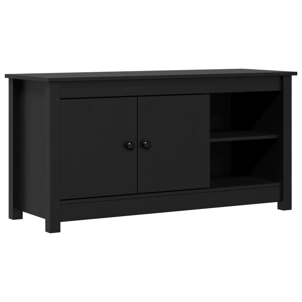 Meuble TV noir 103x36,5x52 cm en bois de pin massif