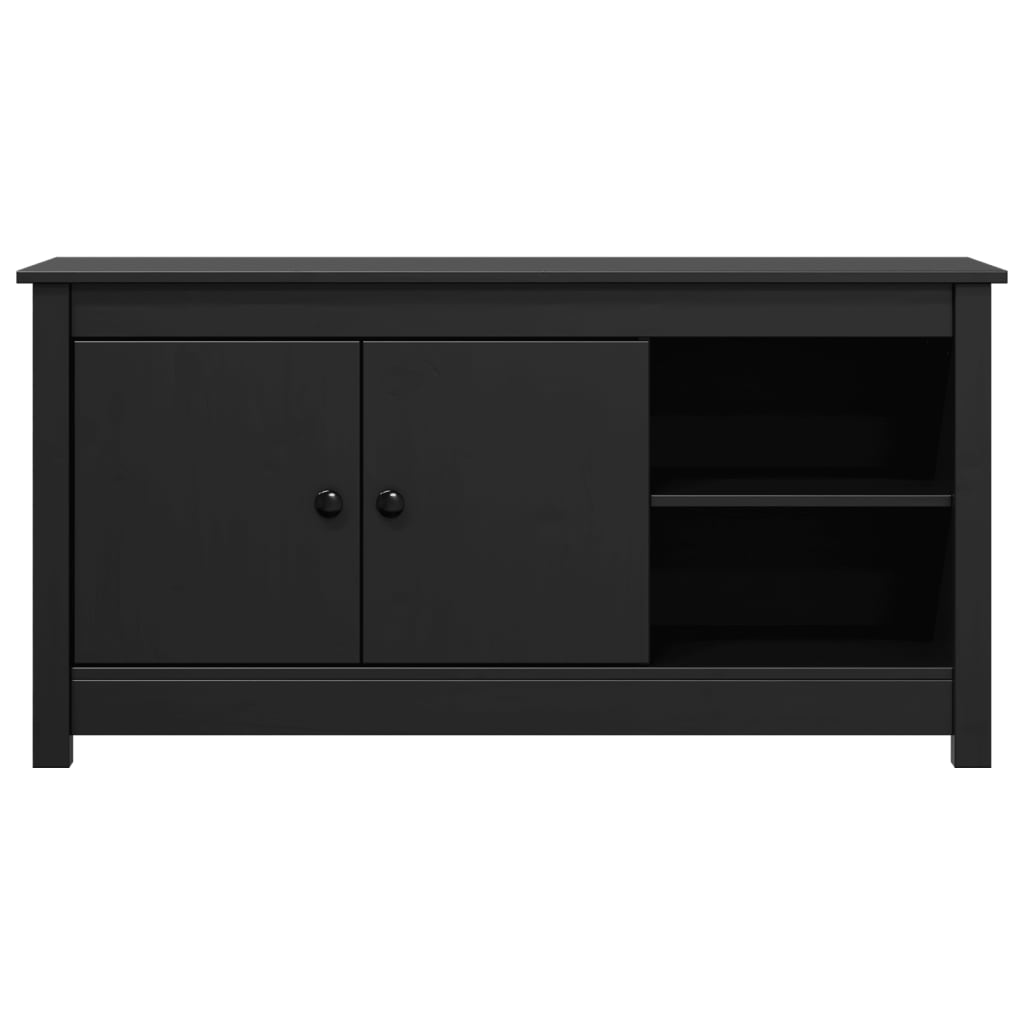 Meuble TV noir 103x36,5x52 cm en bois de pin massif