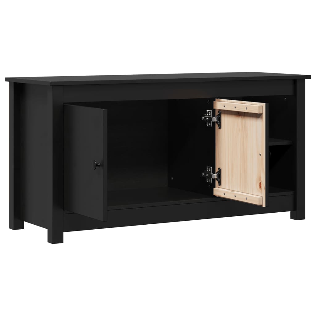 Meuble TV noir 103x36,5x52 cm en bois de pin massif