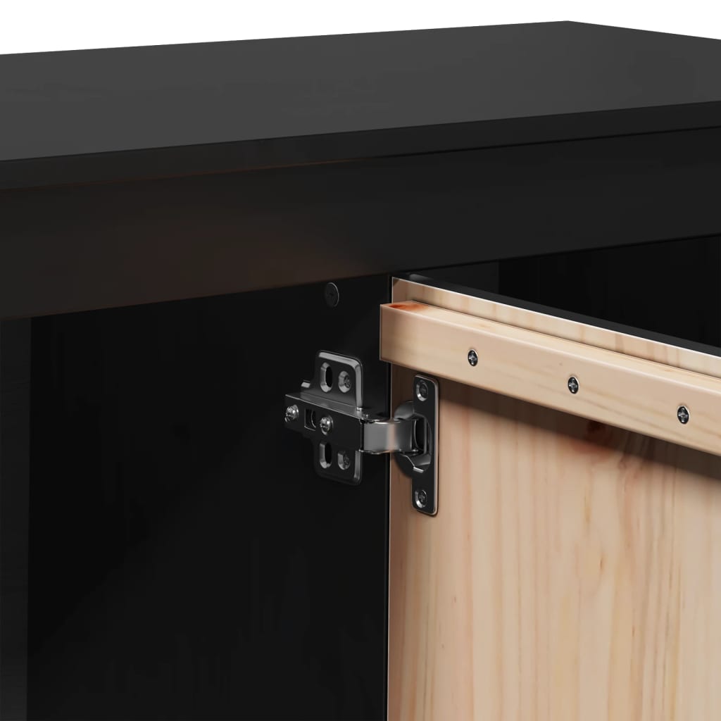 Meuble TV noir 103x36,5x52 cm en bois de pin massif