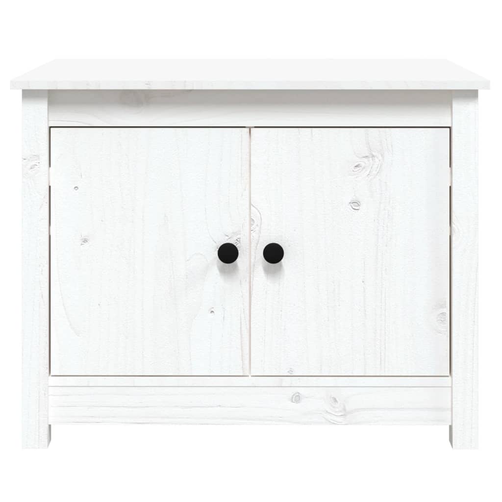 Table basse blanche 71x49x55 cm en bois de pin massif