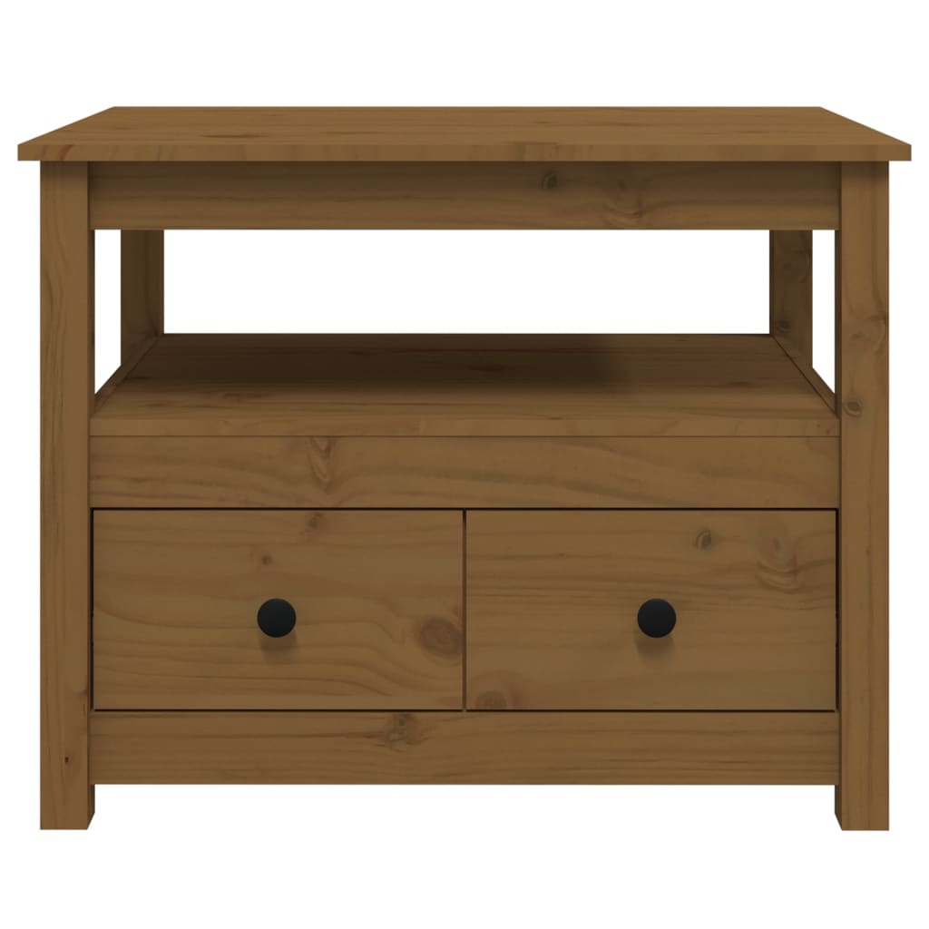 Table basse marron miel 71x49x55 cm en bois de pin massif
