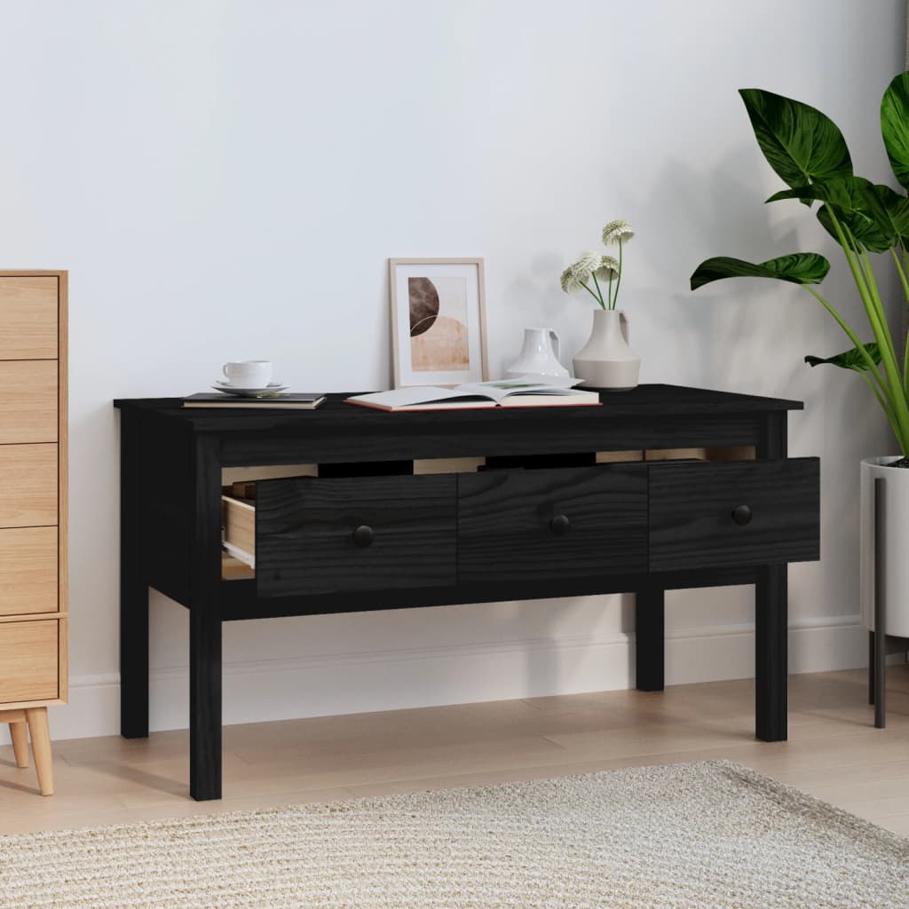 Coffee Table Black 102x49x55 cm Solid Pine