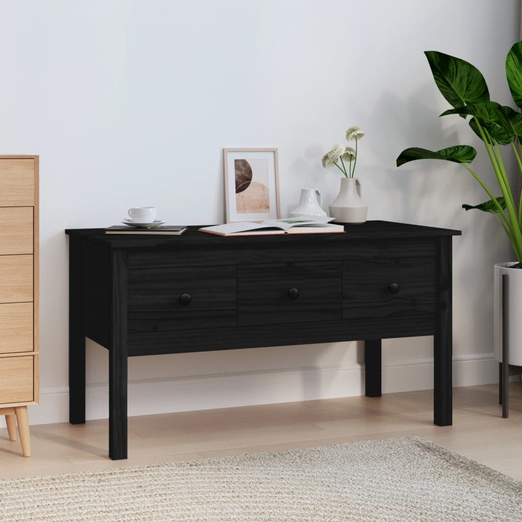 Coffee Table Black 102x49x55 cm Solid Pine