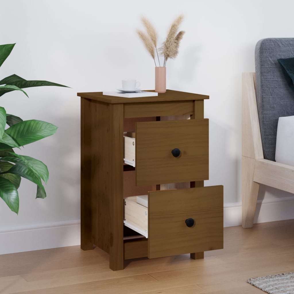 Bedside table honey brown 40x35x61.5 cm solid pine wood