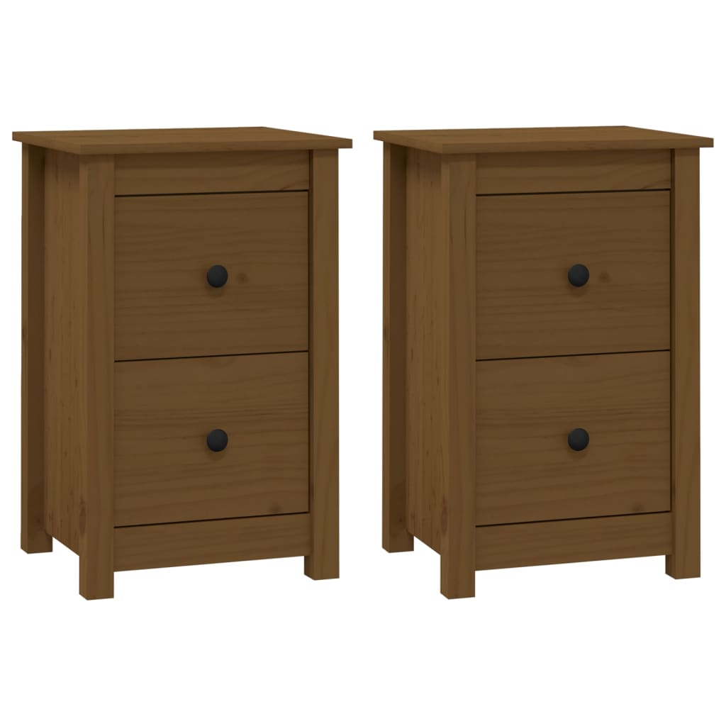 Tables de chevet 2 pcs. marron miel 40x35x61,5 cm en bois de pin massif