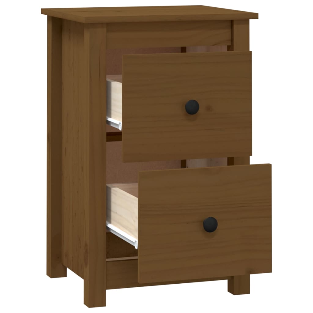 Tables de chevet 2 pcs. marron miel 40x35x61,5 cm en bois de pin massif