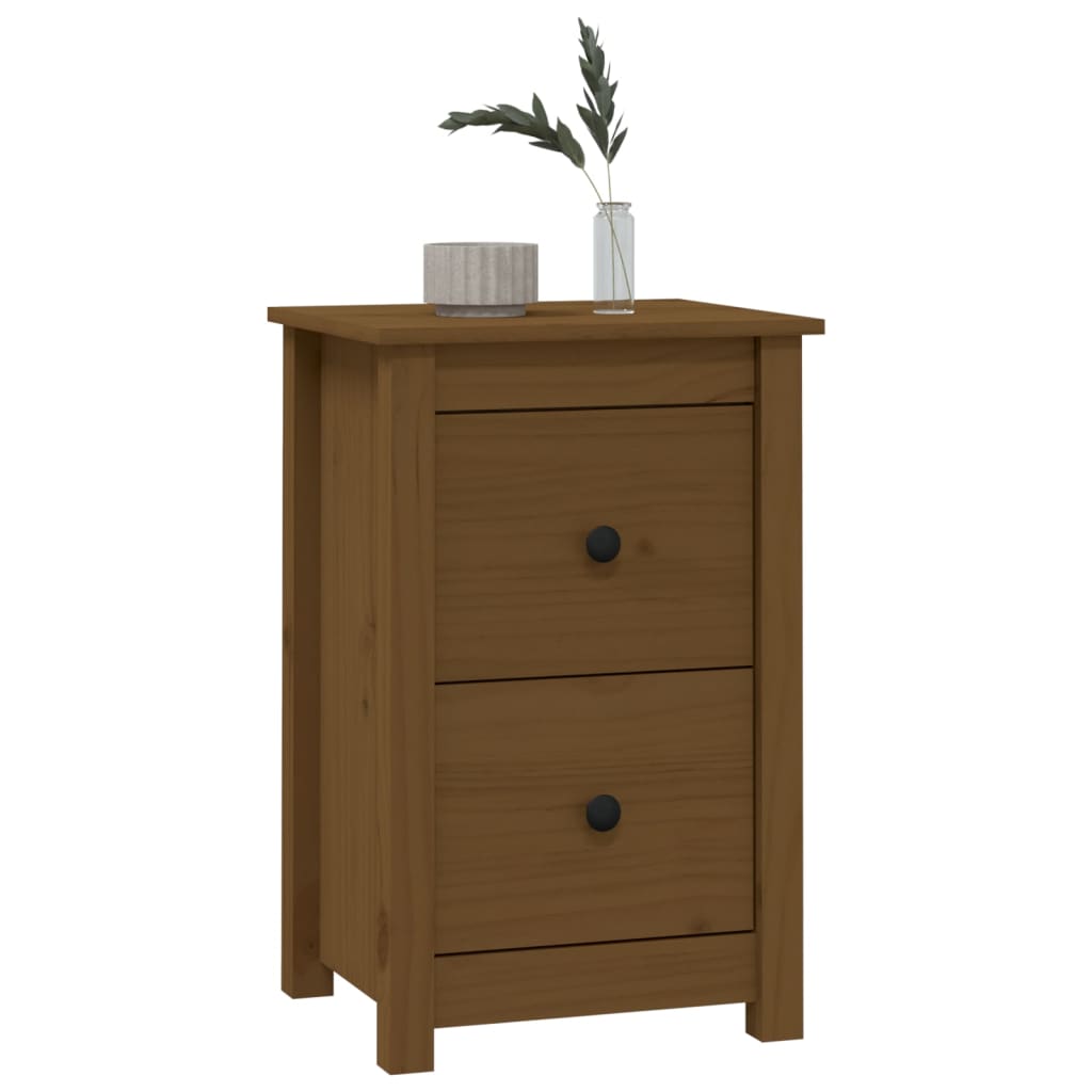 Tables de chevet 2 pcs. marron miel 40x35x61,5 cm en bois de pin massif