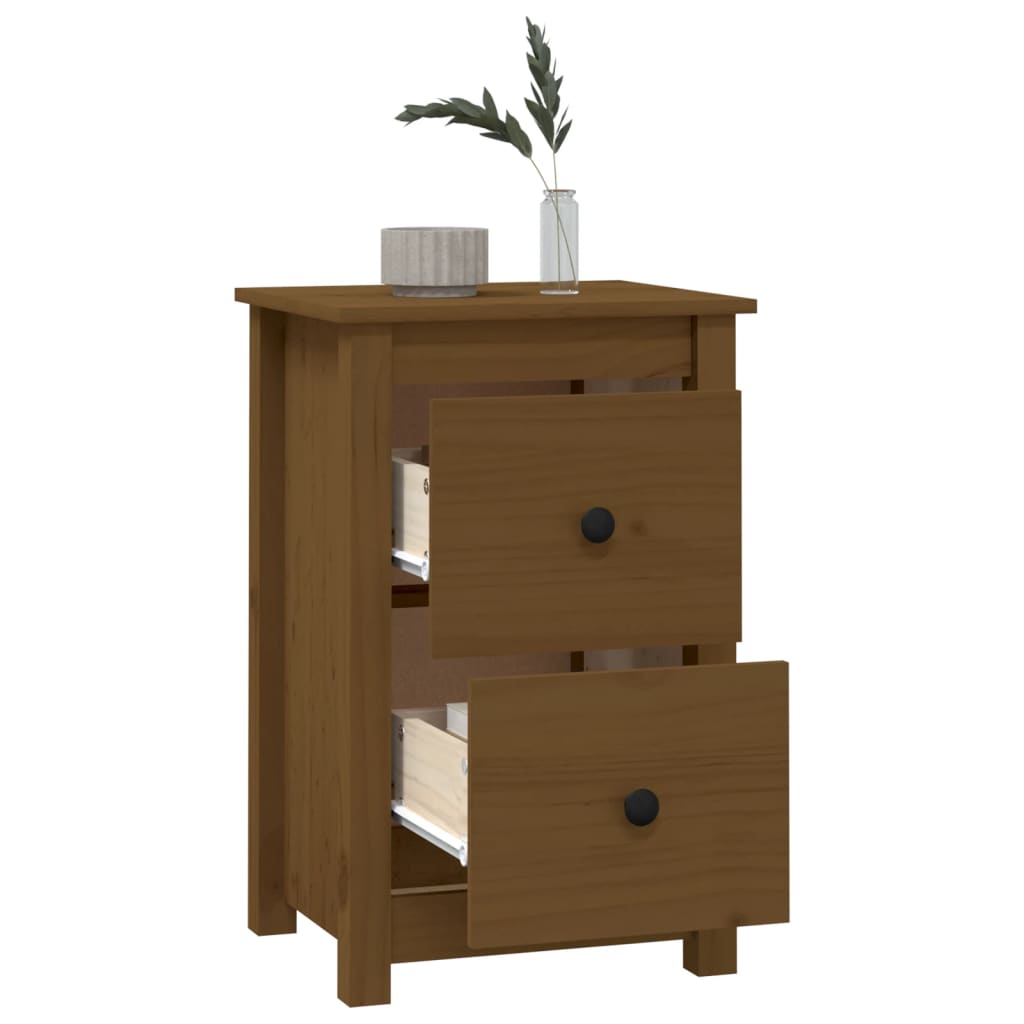 Tables de chevet 2 pcs. marron miel 40x35x61,5 cm en bois de pin massif